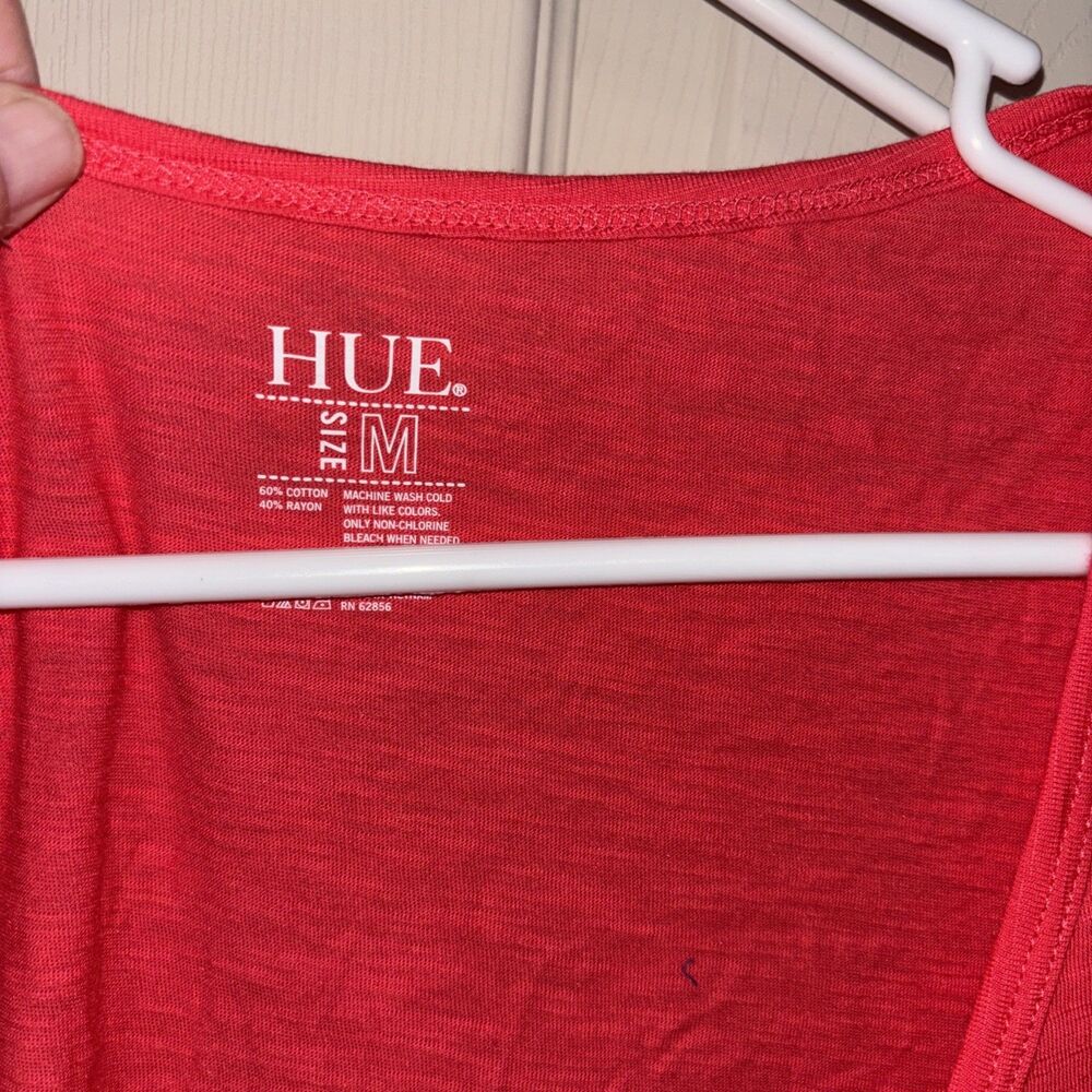 HUE Pajamas, Cute Pj Separates, Teaberry-Short Sleeve Tee Size Medium - Picture 7 of 9